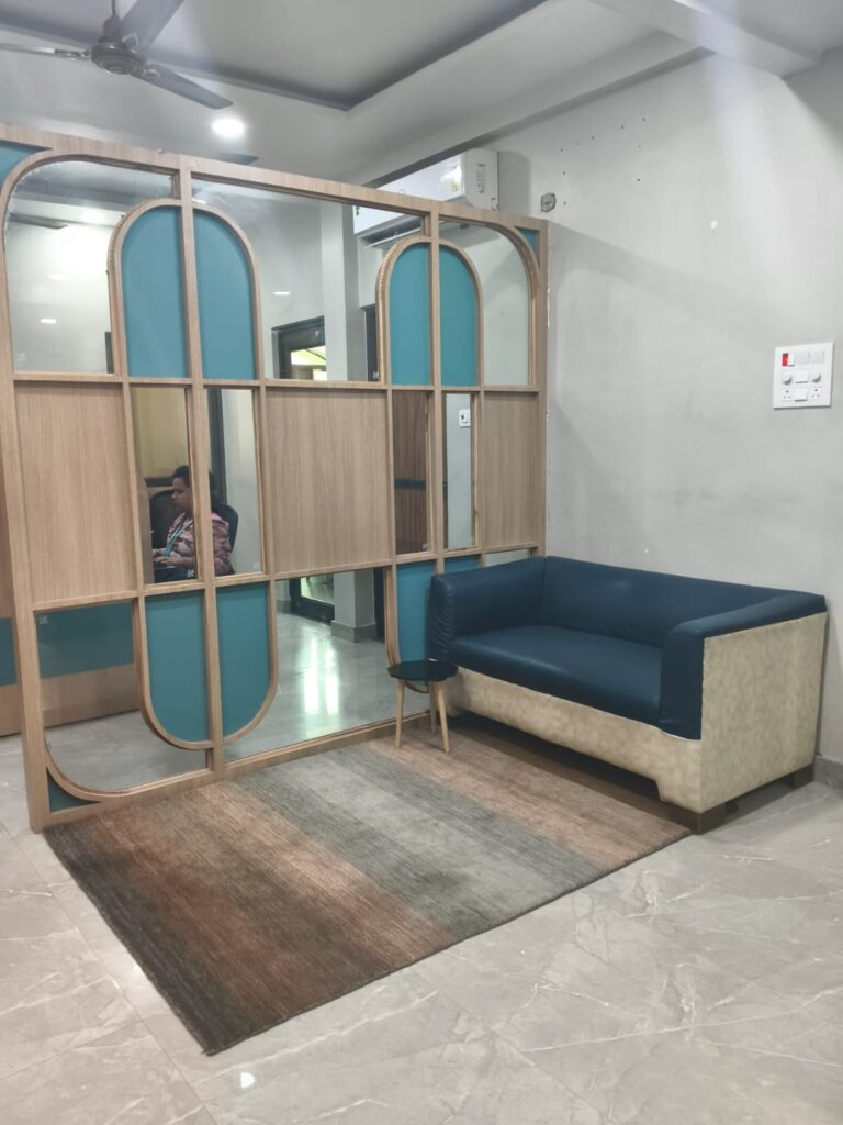 Lounge at the Jupeak office in Sigra, Varanasi